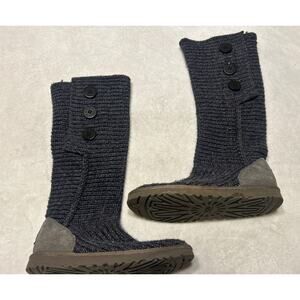 UGG Boots Women’s Size 9 Blue Classic Cardy Solid Knit Knee High Comfort